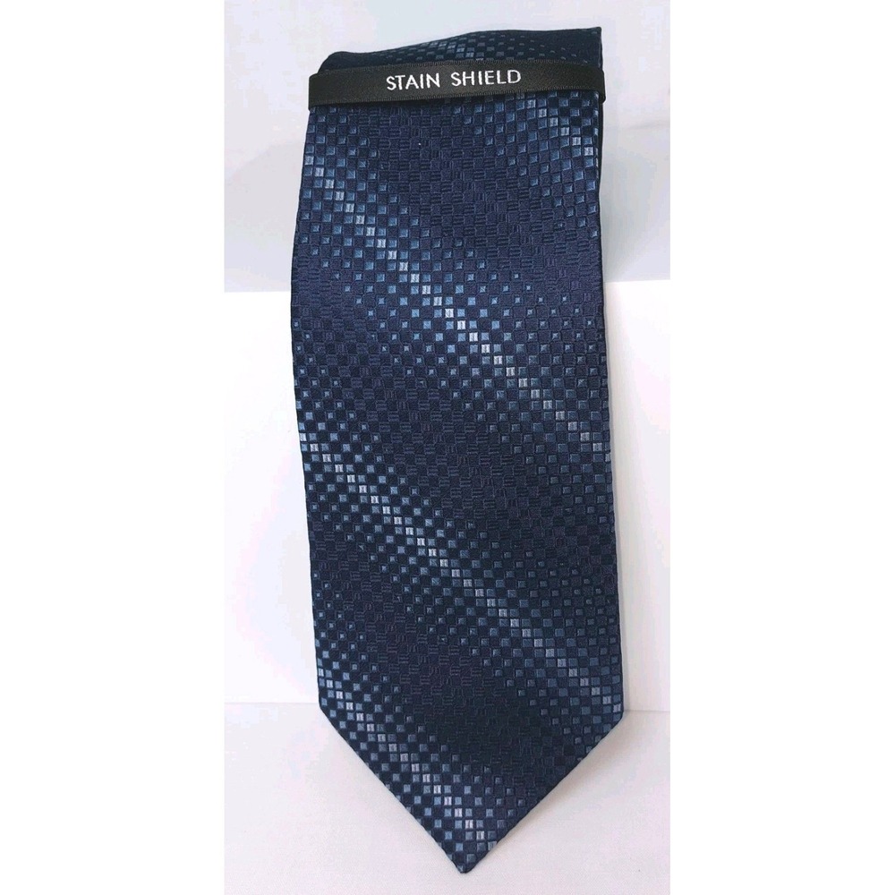 Van Heusen Blue Geometric Necktie Silk Handmade Tie 3.5"x58"